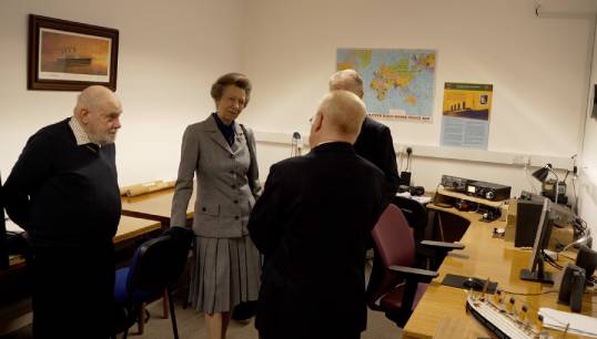 Image:HRH The Princess Royal meeting members of the Mariners' Park radio society in April 2025, when she came to open a new building at the Park. Image: Nautilus International