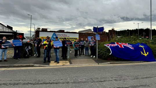 Image:Nautilus members in Birkenhead during a previous round of industrial action at the Royal Fleet Auxiliary. Image: Nautilus International